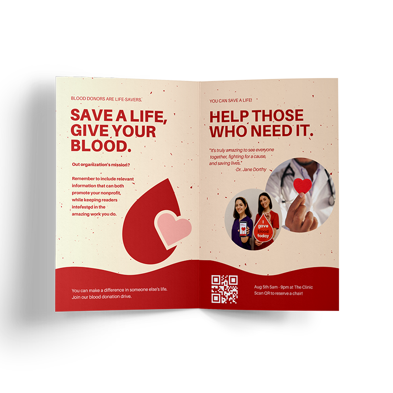 Charity Event Brochure for Blood Drive